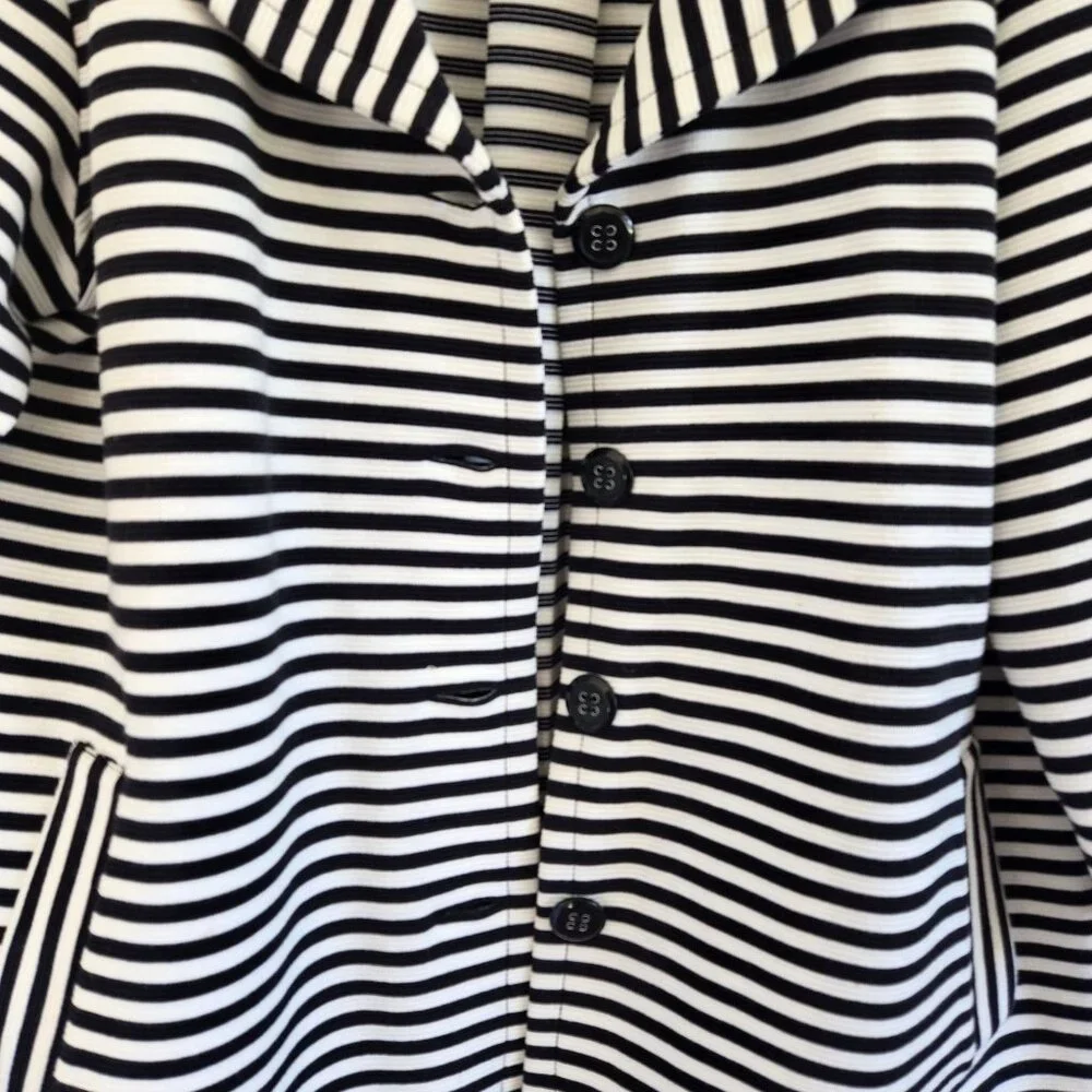 Vintage Pendleton Womens XL Striped Swing Jacket Blazer Navy/White Pleated Back - Picture 10 of 14